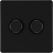 BG FFB82-01 2 Gang 2 Way 200w Dimmer Matt Black by British General (BG-FFB82-1)