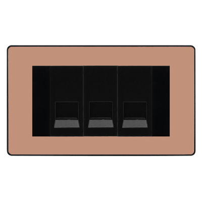BG Evolve Polished Copper 3 Gang Secondary Telephone Socket, Screw Terminal - Black Insert