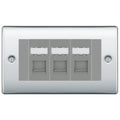 BG Nexus Polished Chrome 3 Gang RJ45 Cat6 Data Socket Outlet Grey Inserts