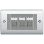 BG Nexus Polished Chrome 3 Gang RJ45 Cat6 Data Socket Outlet Grey Inserts by British General (BG-NPCRJ453G)