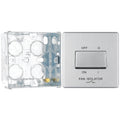 BG Screwless Brushed Steel 10A 3 Pole Fan Isolator Switch FBS15 with 35mm Steel Back Box