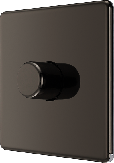 FBN81 Side - This trailing edge single dimmer switch from British General allows you to control your light levels and set the mood. The intelligent electronic circuit monitors the connected load and provides a soft-start with protection against thermal, current and voltage overload.