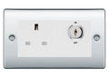 BG Nexus Polished Chrome 13A Double Pole Key Controlled Socket – White Inserts