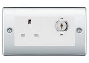 BG Nexus Polished Chrome 13A Double Pole Key Controlled Socket – White Inserts by British General (BG-NPCKYSWSW)