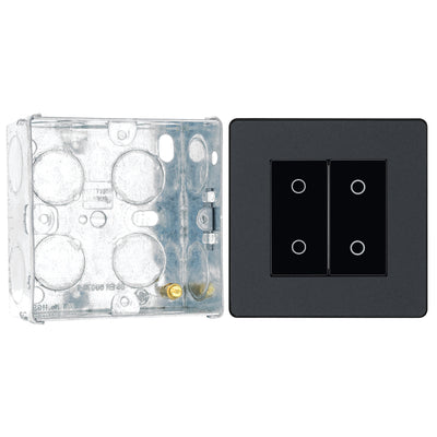 BG Evolve Matt Grey Double Master Touch Dimmer Switch PCDMGTDM2B with 35mm Steel Back Box