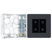BG Evolve Matt Grey Double Master Touch Dimmer Switch PCDMGTDM2B with 35mm Steel Back Box