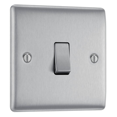 BG Nexus Brushed Steel 20A Intermediate Light Switch NBS13 with 25mm Steel Back Box