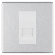 BG Screwless Brushed Steel Single Master Telephone Socket – White Insert by British General (BG-FBSBTM1W)