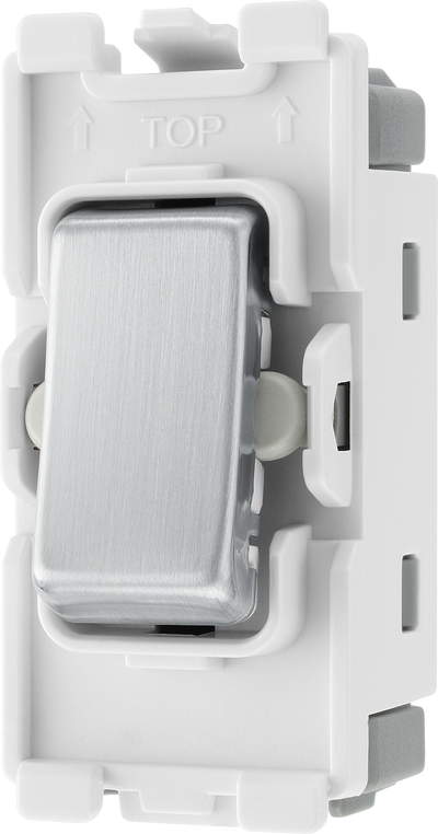 BG RBS12C Nexus Grid Brushed Steel 20AX 2 Way 1 Pole Centre-Off Switch Module