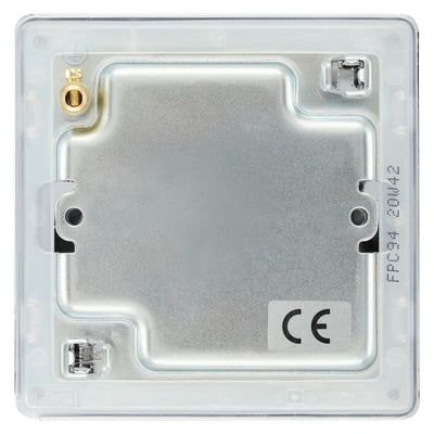 BG Screwless Polished Chrome Single Blanking Plate FPC94 with 25mm Steel Back Box