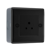 BG Nexus Matt Black 2A Unswitched Round Pin Socket with Surface Pattress Back Box by British General (BG-NFB28B+MC501-01)
