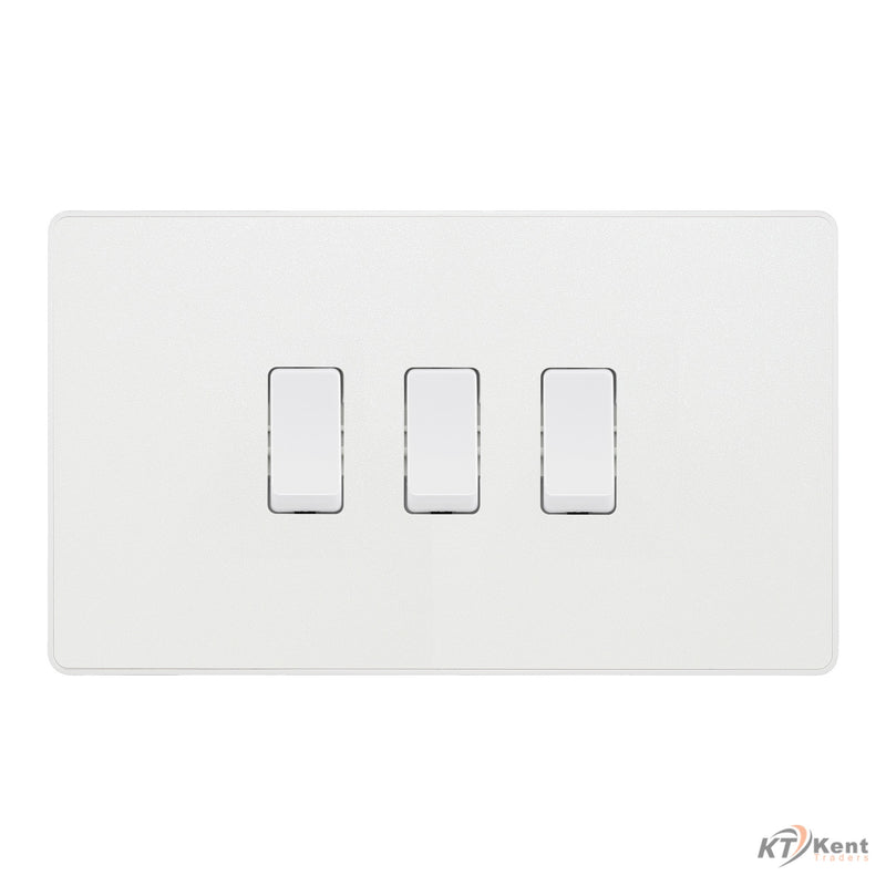 BG Evolve Pearlescent White 3 Gang Intermediate Custom Grid Light Switch