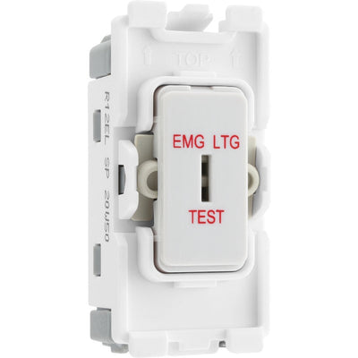 BG R12EL Nexus Grid White 20A 20AX 2 Way 1 Pole EMG LTG TEST Key Switch Module by British General (BG-R12EL-Shopify-SA_1)