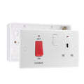 BG Nexus 45A Switch 13A Socket Neon Cooker Control Unit & 32mm Pattress Back Box