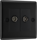 BG NFB66 Nexus Metal Diplex TV/FM Socket - Black Insert -Matt Black