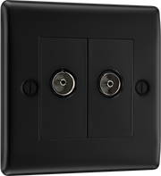 BG NFB66 Nexus Metal Diplex TV/FM Socket - Black Insert -Matt Black by British General (BG-NFB66-SA_1)