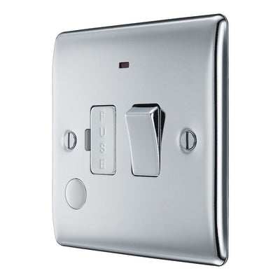 BG Nexus Polished Chrome 13A Flex Output Neon Switched Fused Connection Unit NPC53 with 35mm Steel Back Box