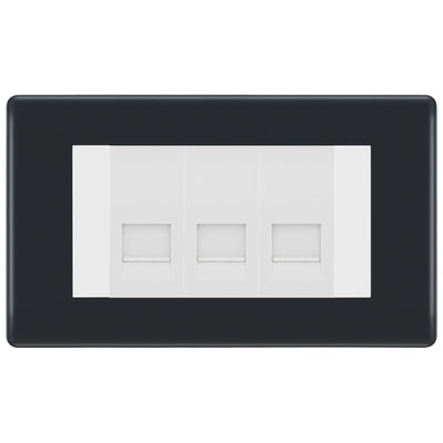 BG Part M 3 Gang Secondary Telephone Socket, Screw Terminal - White Insert