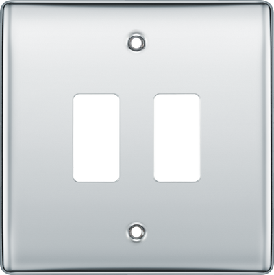 BG RNPC2 Nexus Grid Polished Chrome 2 Module Front Plate