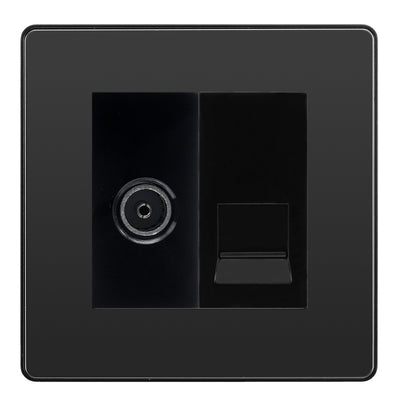 BG Evolve Black Chrome TV Aerial & Secondary Telephone Socket - Black Insert