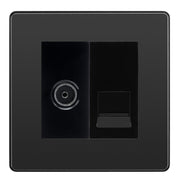 BG Evolve Black Chrome TV Aerial & Secondary Telephone Socket - Black Insert