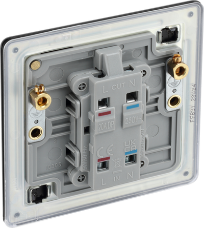 BG Evolve Matt Black 20A Double Pole Switch LED Indicator FFB31 by British General (BG-FFB31-1)
