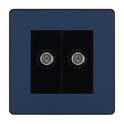 BG Evolve Matt Blue Double Satellite Socket PCDDB642B