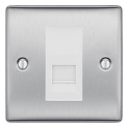 BG Nexus Brushed Steel Single IDC Secondary Telephone Socket - White Insert by British General (BG-NBSBTS1W)