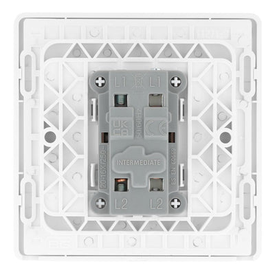 BG Evolve Brushed Steel 1 Gang 20A 16AX Intermediate Light Switch PCDBS13W with 35mm Steel Back Box