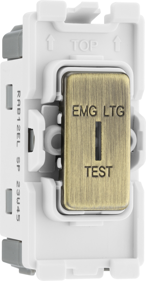BG RAB12EL Nexus Grid Antique Brass 20AX 2 Way 1 Pole EMG LTG TEST Switch Module