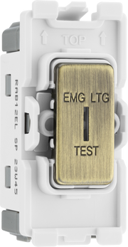 BG RAB12EL Nexus Grid Antique Brass 20AX 2 Way 1 Pole EMG LTG TEST Switch Module by British General (BG-RAB12EL)