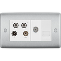 BG Nexus Metal Brushed Steel Quadplex Combination TV Socket NBS69W