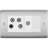 BG Nexus Metal Brushed Steel Quadplex Combination TV Socket NBS69W by British General (BG-NBS69W)