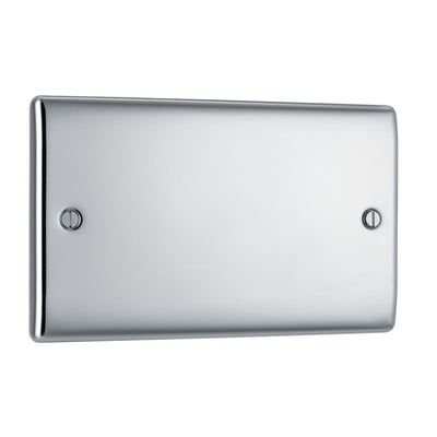 BG Nexus Polished Chrome Double Blank Plate NPC95 with 35mm Steel Back Box