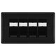 BG Nexus Matt Black 4 Gang RJ45 Cat5e Data Socket Black Inserts