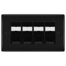 BG Nexus Matt Black 4 Gang RJ45 Cat5e Data Socket Black Inserts by British General (BG-NFBRJ454C5EB)