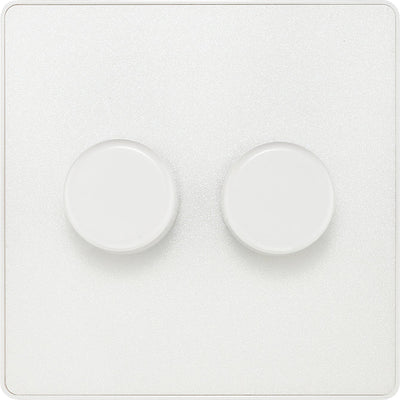 BG PCDCL82W Pearlescent White Evolve 2 Gang 200W Intelligent Trailing Edge Dimmer Switch - White Insert