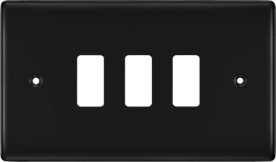 BG RNFB3 Nexus Metal Matt Black 3 Module Grid Front Plate by British General (BG-RNFB3)