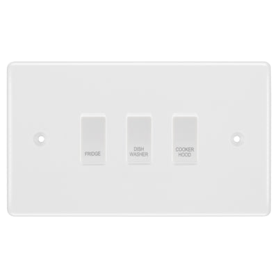 BG White Moulded 3 Gang Custom Labelled Appliance Grid Switch by British General (BG-Nexus-White-Moulded-3G-Appliance)