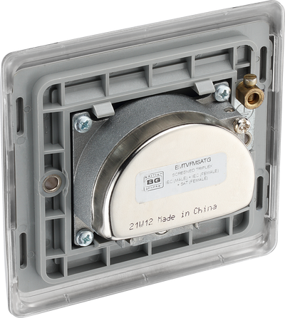 BG NBS67 Nexus Triplex Tv/fm. 2 Gang-screened Brushed Steel Satellite Socket Outlets