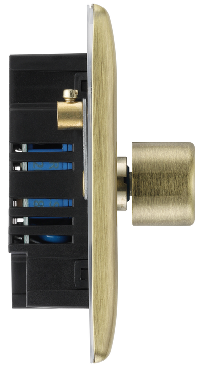 BG NAB82 Antique Brass Trailing Edge Double Dimmer Switch 2 Gang 2 Way LED