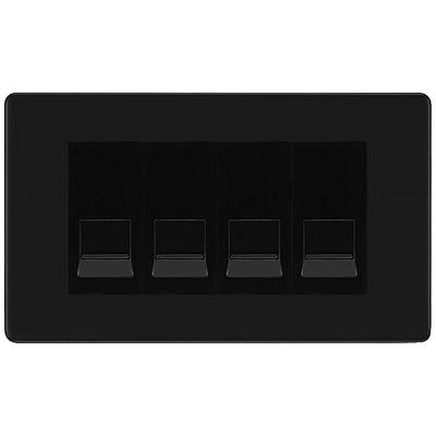 BG Screwless Matt Black 4 Gang IDC Secondary Telephone Socket - Black Insert by British General (BG-FFBBTS4B)