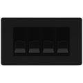 BG Screwless Matt Black 4 Gang IDC Secondary Telephone Socket - Black Insert