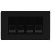 BG Screwless Matt Black 4 Gang IDC Secondary Telephone Socket - Black Insert by British General (BG-FFBBTS4B)