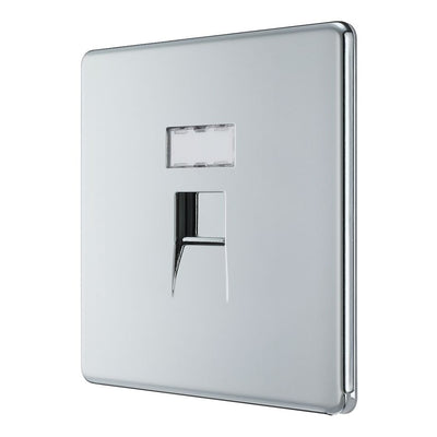BG Screwless Polished Chrome RJ45 Single Data Outlet FPCRJ451 with 25mm Steel Back Box