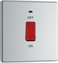 BG FPC74 Nexus Screwless Flat-Plate Double Pole Cooker Switch Polished Chrome Neon 45A