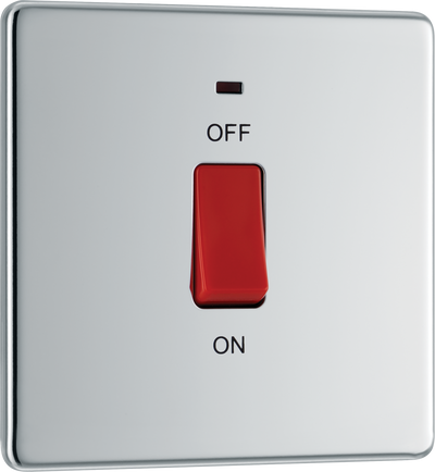 BG FPC74 Nexus Screwless Flat-Plate Double Pole Cooker Switch Polished Chrome Neon 45A by British General (BG-FPC74-Shopify-SA_1)