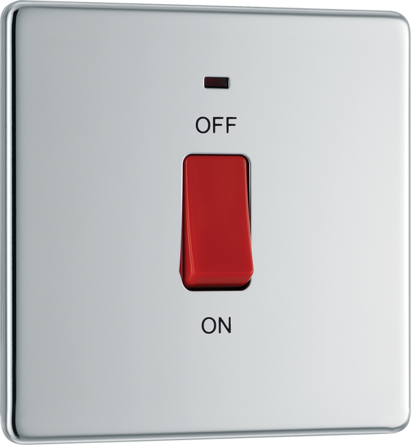 FPC74 Front - This 45A double pole switch with indicator from British General is ideal for use with cookers and ovens.