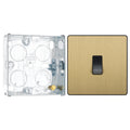 BG Evolve Satin Brass 10AX 1 Way Press Switch PCDSB14B with 25mm Steel Back Box