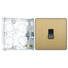 BG Evolve Satin Brass 10AX 1 Way Press Switch PCDSB14B with 25mm Steel Back Box